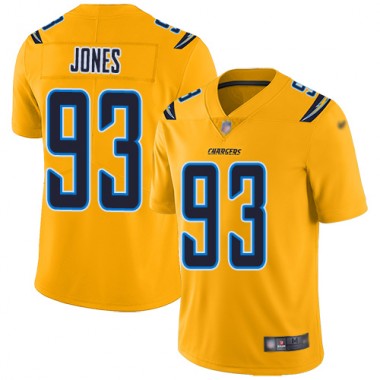 Los Angeles Chargers NFL Football Justin Jones Gold Jersey Men Limited #93 Inverted Legend